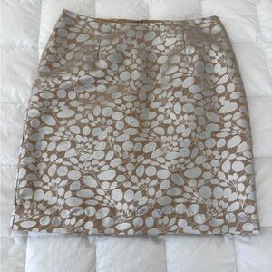 Tan and silver knee length straight skirt 10